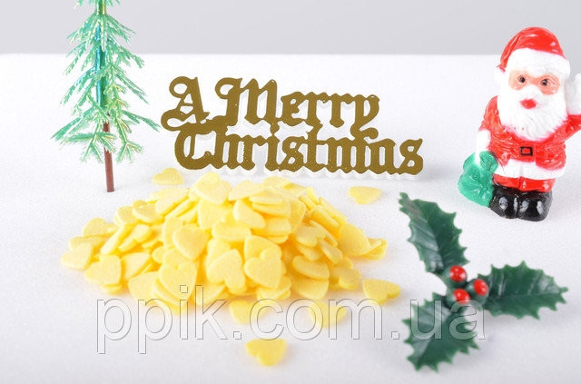 Посипка фігурна Серця жовті 50 грам