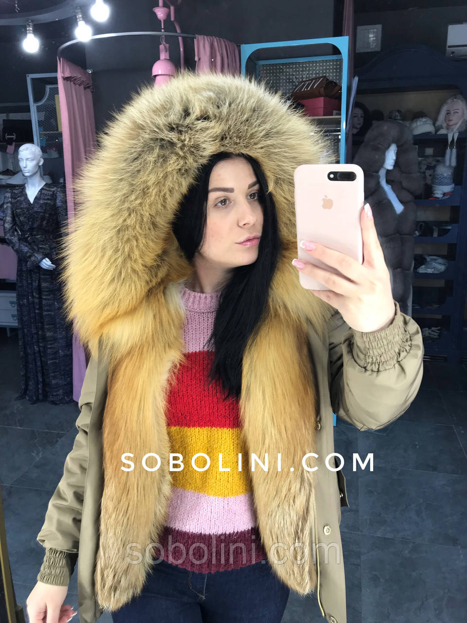 Бомбер з хутром Gold Fox всередині
