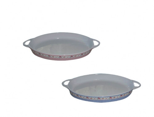 Форма для запікання з ручками овальна 33*19*4,5 см Мікс 2 Рожево-блакитний 1250мл