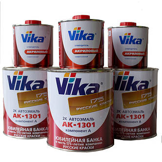Авто фарба (автоемаль) акрилова Vika (Віка) 0,85 кг з затверджувачем 0,21 кг Темно-бежева 509, фото 2