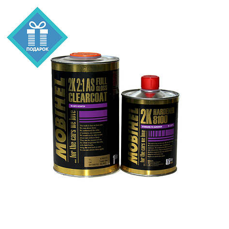 Лак акриловий Mobihel (Мобихел) FG Anti-Sctratch 2+1 1л + затверджувач 8100 0,5 л, фото 1