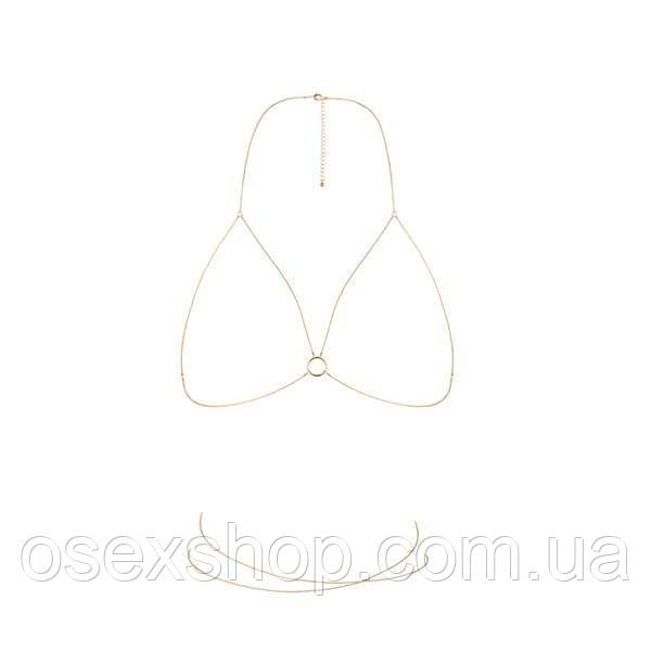 Ланцюжок портупея Bijoux Indiscrets Magnifique Bra Chain — Gold, прикраса на тіло