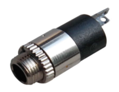 01-00-125. Гніздо 3,5 стерео монтажне, корпус метал, з гайкою