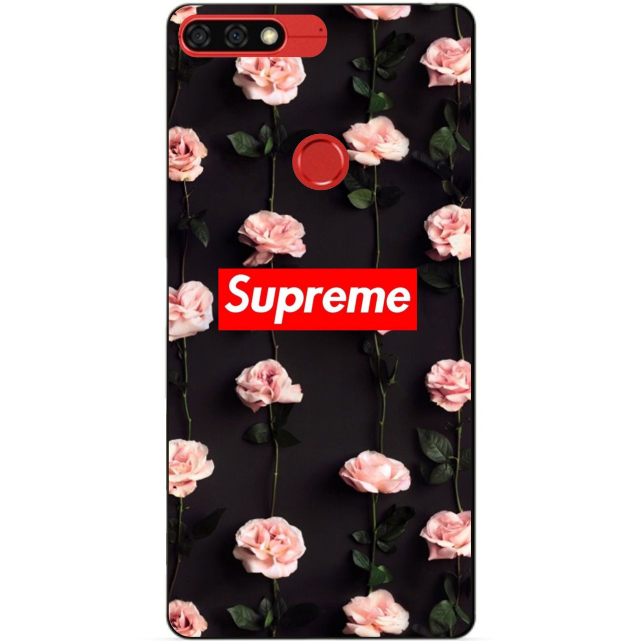 Бампер силіконовий чохол для Huawei Honor 7c Pro з малюнком Supreme на трояндах