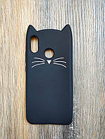 Об'ємний 3d силіконовий чохол для Huawei P20 Lite Вусатий кіт чорний