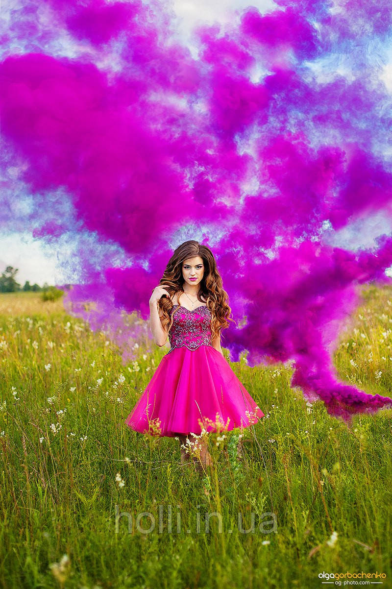 Ручний рожевий кольоровий дим (середньої насиченості (дим12)), димова шашка, довга рукоятка, 60 се, фото 1