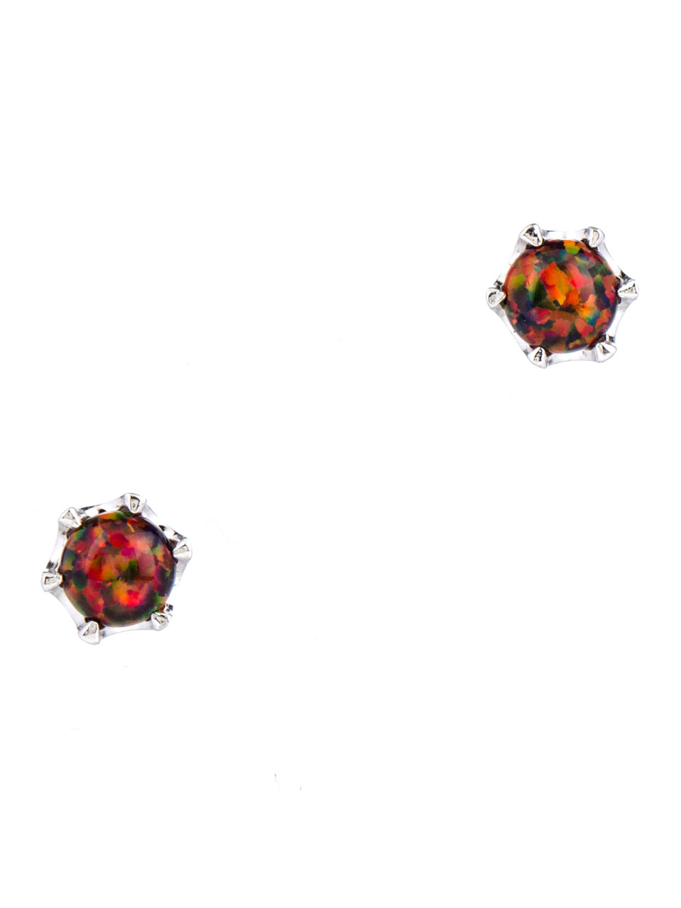 Сережки-пуссети срібні з опалом Е-242, фото 1