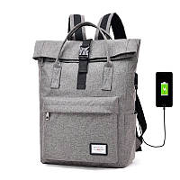 Школьный рюкзак (сумка) с USB зарядкой Wellamart, Серый (Арт. 5553)