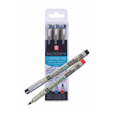 Набір ручок PIGMA MICRON PN OFFICE, 3ол (чорний, синій, червоний), Sakura, фото 2
