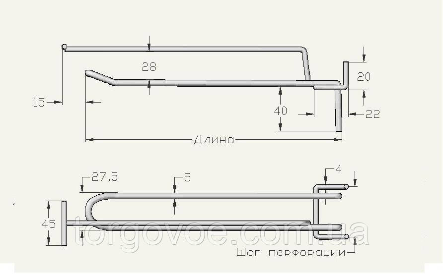 Крючки торговые на перфорацию одинарные с ценникодержателем для магазина. Торговое оборудование крючки в налич - фото 3 - id-p279033156