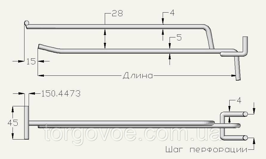 Крючки торговые на перфорацию одинарные с ценникодержателем для магазина. Торговое оборудование крючки в налич - фото 4 - id-p279033156