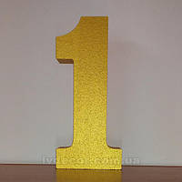 Цифра 1 из пенопласта с покраской в золотой цвет