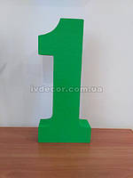 Цифра 1 з пінопласту 45*8 см з фарбуванням в зелений колір
