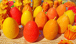 Пасхальна воскова свічка "Яйце з мереживом кольорове" з бджолиного воску