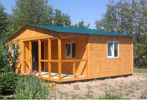 Модульний будинок дачний 6 м х 6 м із фальшбруса з терасою.