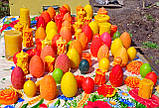 Пасхальна воскова свічка "Яйце з вербою кольорове" з бджолиного воску, фото 7