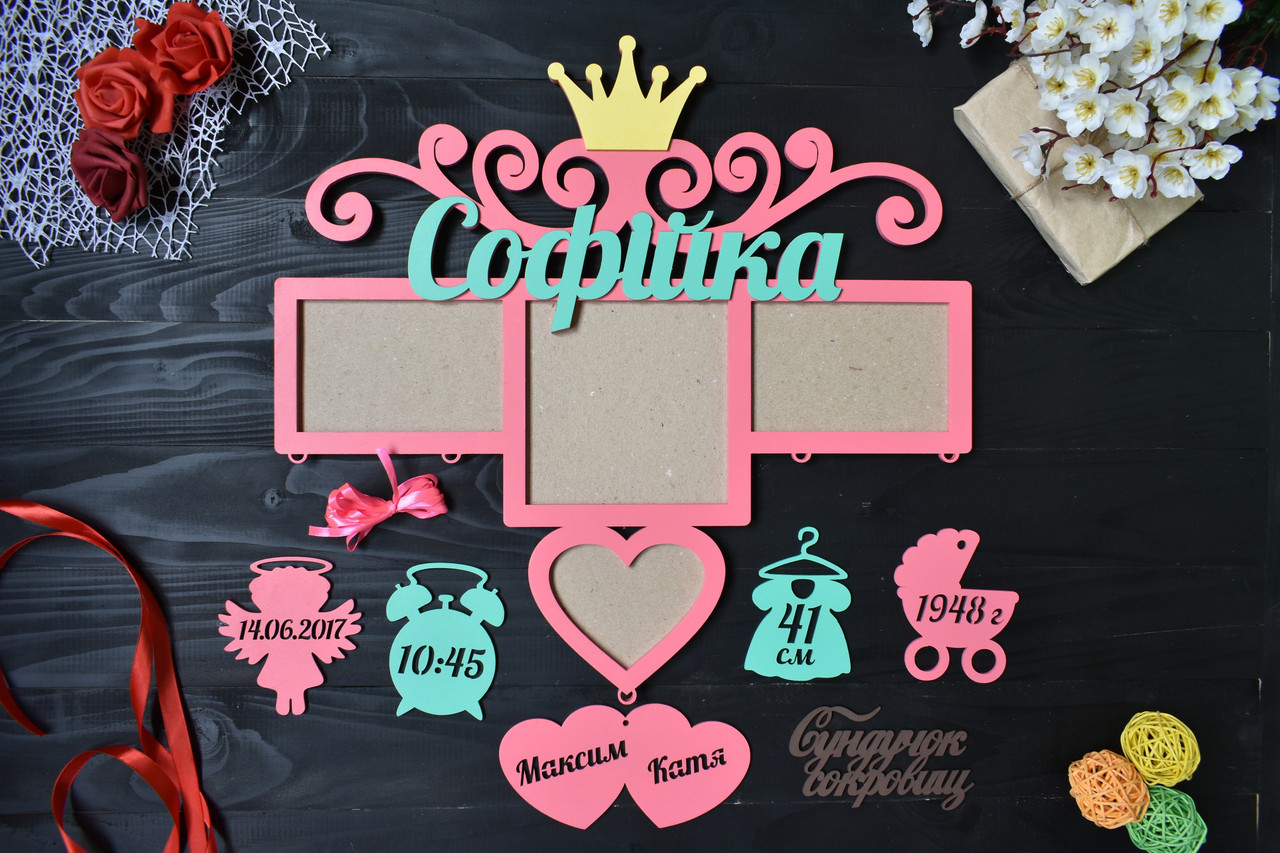 Ім'я з фоторамками і даними малюка. Софійка (будь-яке ім'я), фото 1