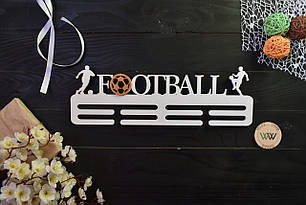 Біла медальниця, тримач для медалей футболіста "Football", з дерева