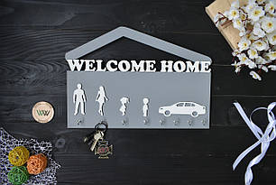 Ключниця з дерева Welcome Home будиночком