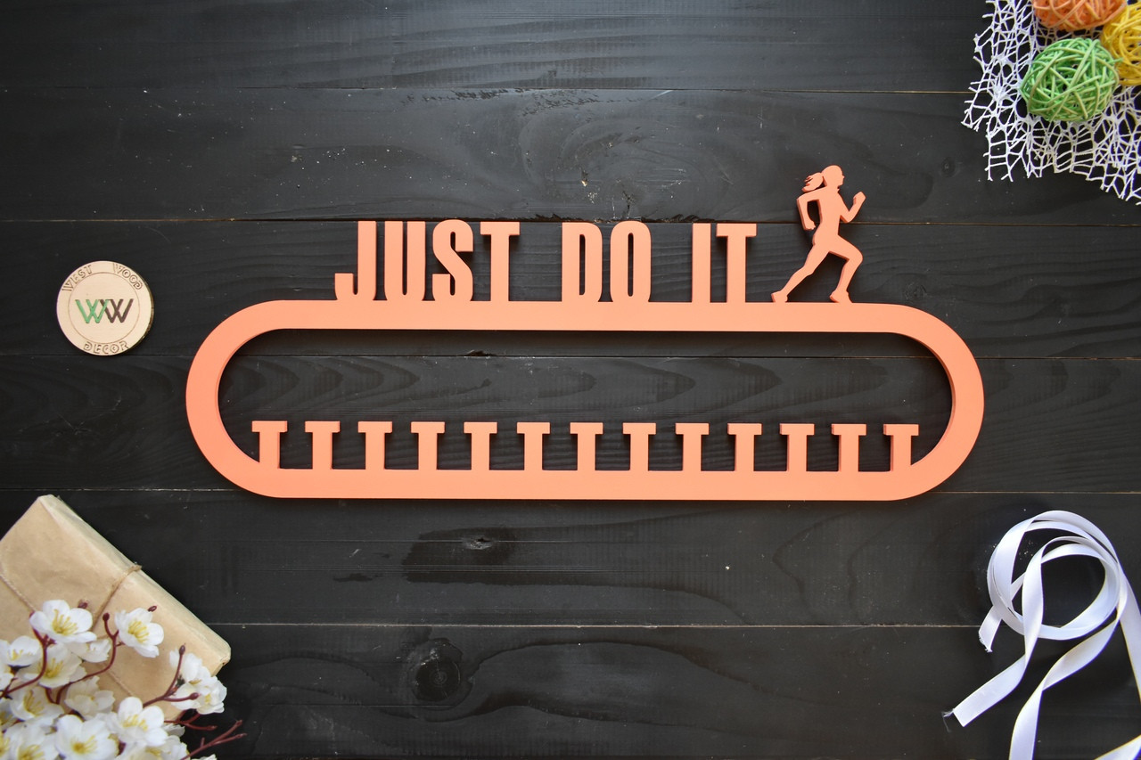 Медальниця, вішак для медалей "Just do it. Біг. Легка атлетика", з дерева