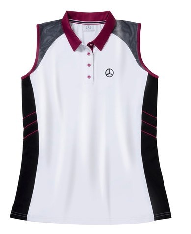 Жіноча сорочка-поло Mercedes Women's Golf Polo Shirt, White / Black / Plum, (B66958548)