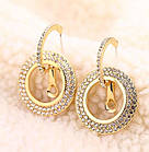 Сережки з кристалами "Паріжанка", колір — золото, фото 3