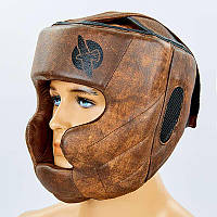 Шлем боксерский с полной защитой кожаный HAYABUSA KANPEKI (коричневый, р-р M-XL)