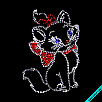 Дизайн зі страз на нічні сорочки Кіт (Скло,2мм-біл.,2мм-сін.,2мм-черв.)