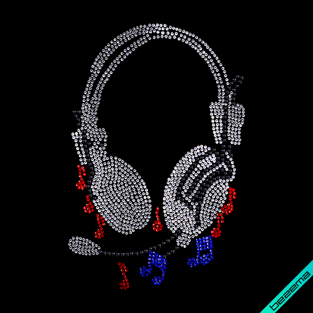 Термоаппликации на двунитку Навушники (Скло,2мм-сін.,3мм-гем.,2мм-червон.,2мм-біл.)