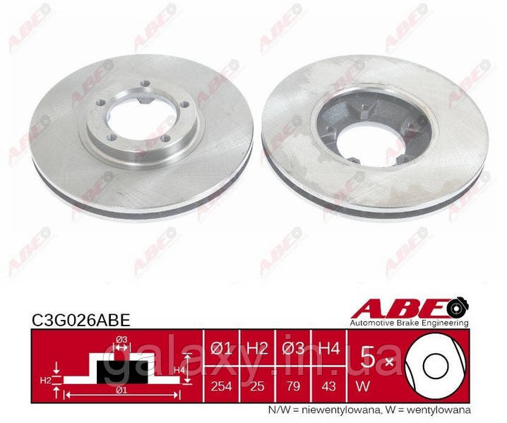 Гальмівний диск Ford Transit 1991-1999 передній 14", фото 1