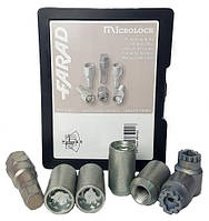 Гайки секретні M14x1,5x36; Конус, Цинк, Farad MicroLock sk371 — комплект (два ключі), закр. з кільцем,