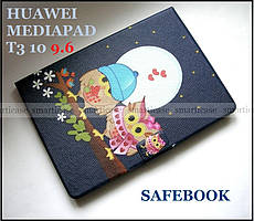 Синій чохол книжка RAY Safebook Birds на Huawei Mediapad T3 10 (9.6) AGS-L09 з малюнком Пташки на побаченні