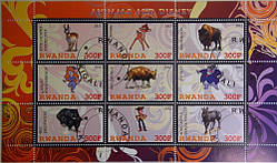 Руанда Блок "Disney і тварини" 2011 р.