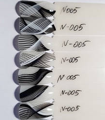 Стрічка для дизайну нігтів ( 3D нитки сплетення гнучкі ) чорна з білим