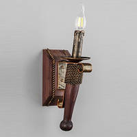 Бра дерев'яна Факел 1 лампа, дерево венге, метал патіна бронза, свічка, D-9 см, ФС 131