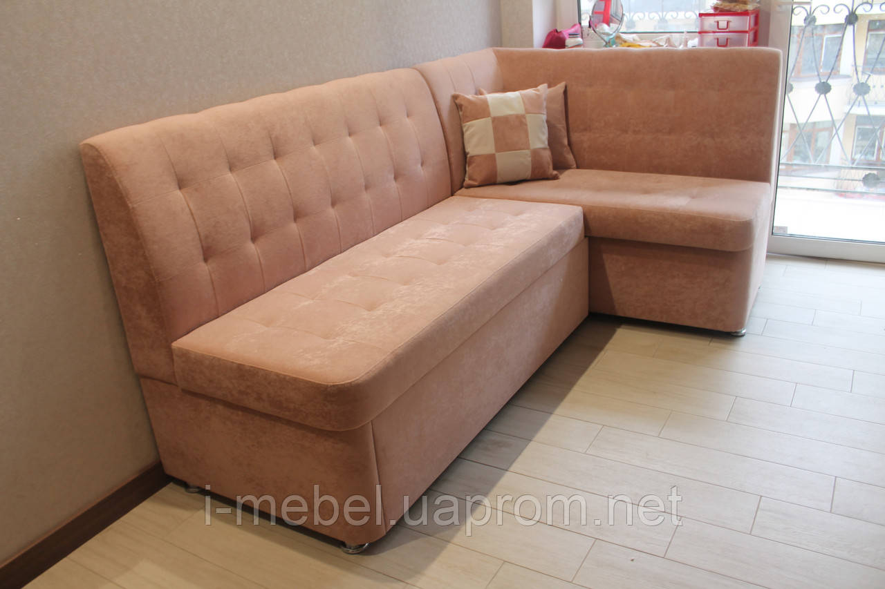 Кухонний кутовий розкладний диван (Світло-рожевий)