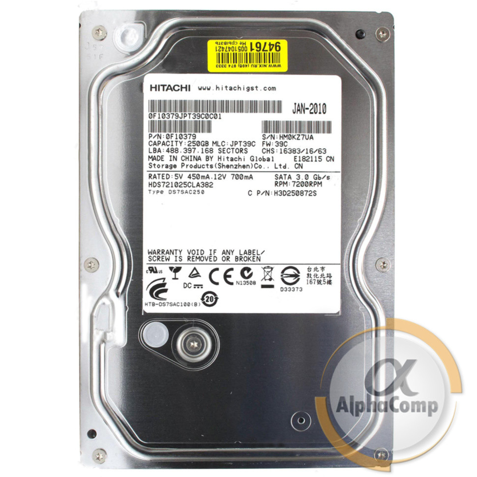 Жорсткий диск 3.5" 250 Gb Hitachi HDP725025GLA380 (8Mb/7200/SATAII) БУ