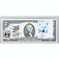 Банкнота США 2 доллара 2009 с печатью USPS, полярный белый медведь, Gem UNC