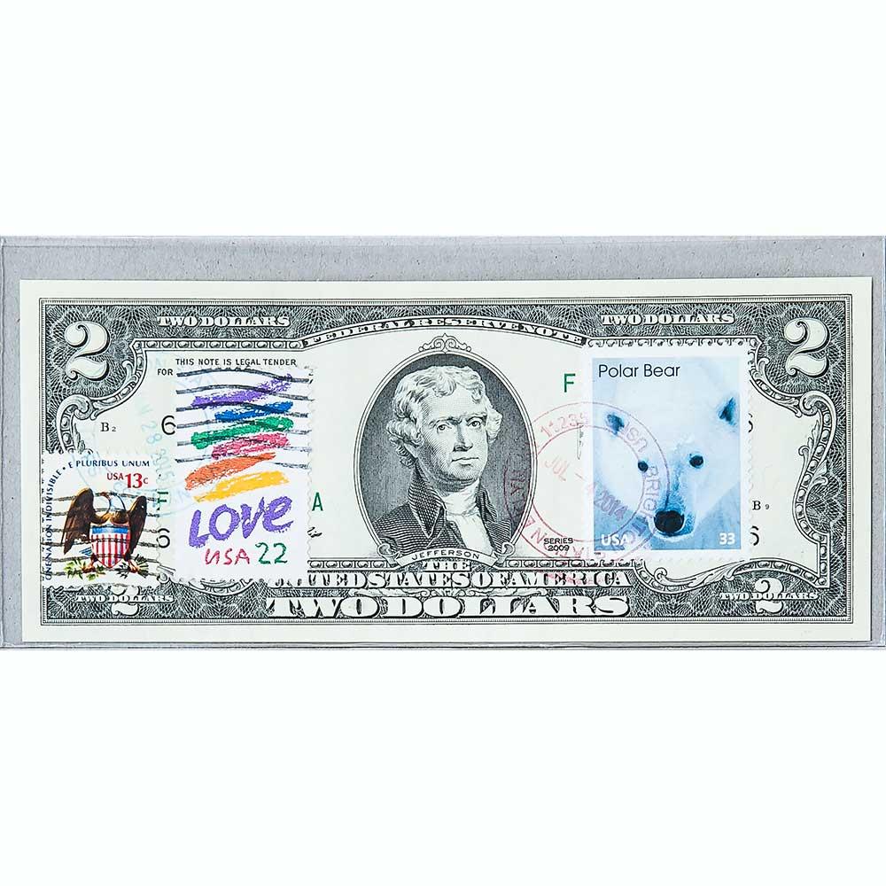 Банкнота США 2 долар 2009 з друком USPS, полярний ведмідь, Gem UNC
