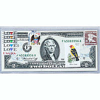 Банкнота США 2 доллара 1976 с печатью USPS, птица западная танагра, Gem UNC