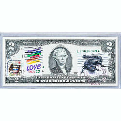 Банкнота США 2 долар 2009 з друком USPS, саламандра, Gem UNC