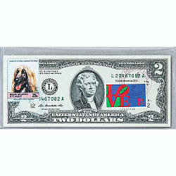 Банкнота США 2 долар 2009 з друком USPS, собака афганська борзая, Gem UNC
