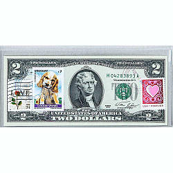 Банкнота США 2 міні 1976 з друком USPS, собака кокер-спаніель, Gem UNC