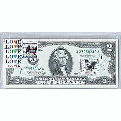 Банкнота США 2 долари 1976 з друком USPS, собака мопс, Gem UNC