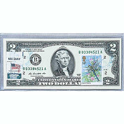 Банкнота США 2 долар 2009 з друком USPS, бабка, Gem UNC
