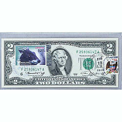 Банкнота США 2 долари 1976 з друком USPS, сопрацевий дукер, Gem UNC