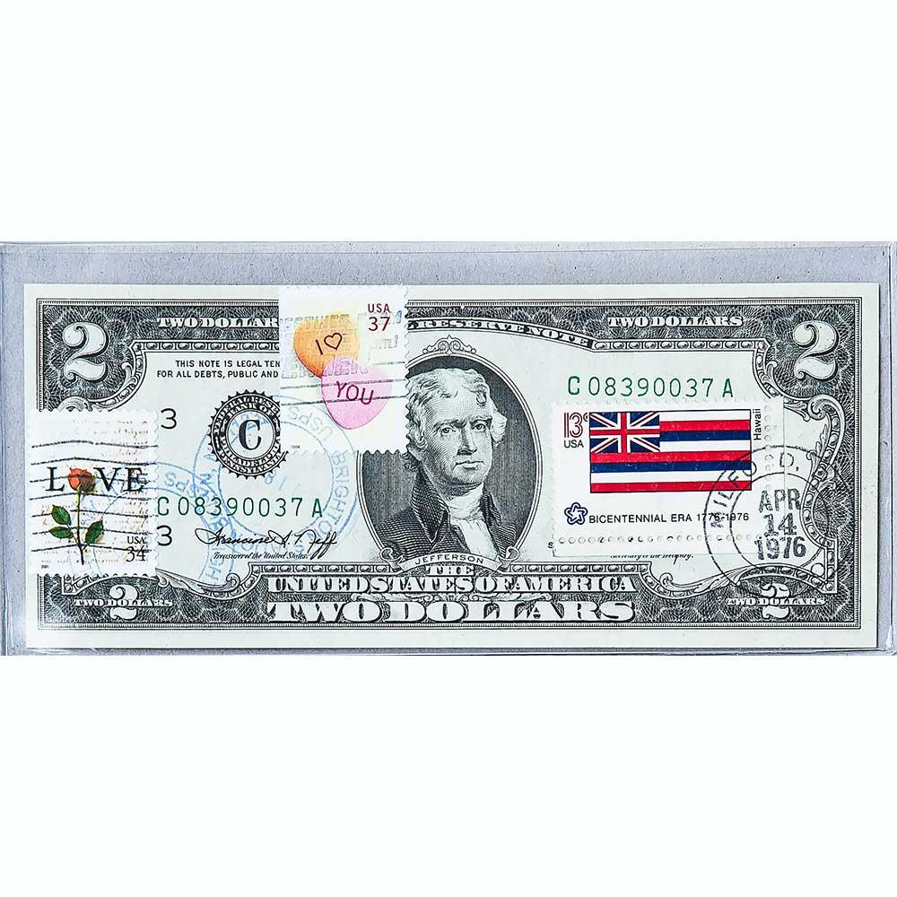 Банкнота США 2 долари 1976 з друком USPS, любов, Gem UNC