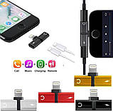 Splitter Double Lightning 2 в 1 Навушники та зарядка iPhone 7 8 Plus Адаптер Спліттер Перехідник Розгалужувач, фото 3