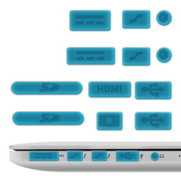 Заглушки портів для Apple MacBook Air 11"13" Pro 13"15" Retina 2011-2016 силіконові блакитні