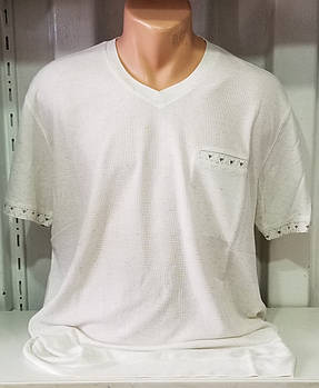 Чоловіча футболка бежева з льону XL і 3XL розміру.